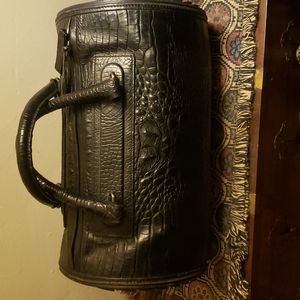 Skovgaard Large Barrel Black Leather Purse (Crocodile Print)